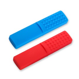 Chewy Oral Tubes Tough Bar for Kids with Autism, Biting Needs,Sensory Chew Toys,Soothe Sore Gums,Oral Motor Chewy Teether Made from Food Grade Silicone Safety (red+Blue)