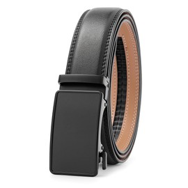 guvoosm Men's Leather Automatic Belt Business Suit 3.5 cm Width, Black-007