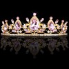 Exacoo Pinnk Tiara for Women Girls Crystal Crown Birthday Wedding
