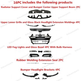 Juego de soportes de parachoques antiniebla parrilla negra brillante para Accord Sport 2018-2020