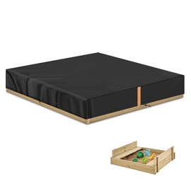 VANSHEIM Outdoor Sand Tray Cover,Black Waterproof Sandpit Cover Elasticated Sandbox Protective Cover for Sandpit,Paddling Pool,Garden Furniture,UV Protection Oxford Fabric Sand Box Cover 185x185x20cm