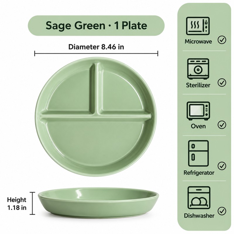 Ceramic Divided Plate Set for Everyday Meals – 3-Section Serving