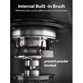 Aromaster Coffee Bean Grinder with 48 Gind Settings, Conical Burr Coffee Grinder for Home Use,Stainless Steel,40 Seconds Adjustable Timer,Anti-static,Easy to Clean with Brush,Beige