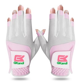 Golf Gloves for Women Both Hands Natural Lambskin and Microfiber Leather Mesh Material Soft Elastic Breathable Abrasion Resistant Non-Slip Grip Both Hands Rain Sweat Resistant All Weather Golf Wear