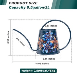 Berry&Bird House Plants Watering Can - Indoor&Outdoor 1/2 Gallon Stainless Steel Water Can with Long Spout Garden Decoration for Flower Bonsai Succulent Gardening Large Watwer Bottle (Lilium Brownii)