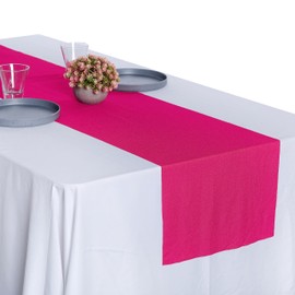 MDS Pack of 20 Wedding 12 x 108 inches Chiffon Table Runner for Wedding, Decorations for Birthday Parties, Banquets, Graduations, Engagements, Runners fit Rectangle, Round Table - Hot Pink