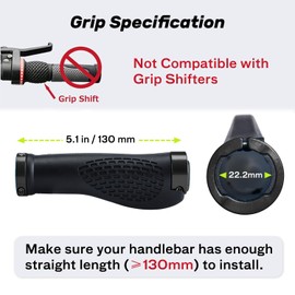 SAPLIZE Bike Grips, Ergonomic Design Bicycle Grips Widen Holding Rubber Bike Handlebar Grips with Aluminum Lock for Mountain Road MTB (Black, Black Rings)