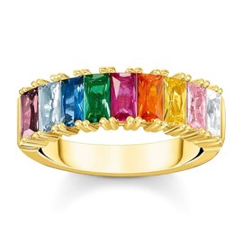 THOMAS SABO Ladies Ring Gold Coloured Stones TR2404-996-7, Glass, No Gemstone