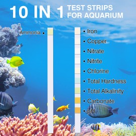 10 in 1 Ammonia Test Kit for Aquarium, 150ct Aquarium Ammonia Test Strips Freshwater Saltwater, Fish Tank Aquarium Test Strips Kit - Testing Ammonia and 9 More !