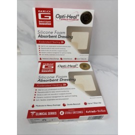 Neo G 2 Boxes Of 4 Neo G Opti-Heal WoundCare Silicone Foam Absorbent Dressing 08/2026