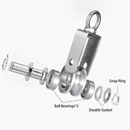 KCNOFNC 2 Pcs Stainless Steel 201 Pulley for Steel Cable Pulley Rope Pulley with 2 Bearings