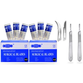 VISION TEK MED 200 Scalpel Blades #12 + #15 for Surgi, Dermaplaning, Veterinary, Taxidermy, Arts & Crafts, More - Includes 2 Handle #3