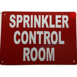 SPRINKLER CONTROL ROOM SIGN (RED REFLECTIVE. 7X10 INCH,HEAVY DUTY, RUST FREE, ALUMINIUM)