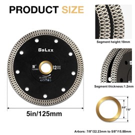 GsLxx 5 inch Diamond Tiles Saw Blades 5" Dry Wet Cutter Angle Grinder Diamond Blades for Porcelain Tiles Ceramic Marble Granite （125mm 3PCS）