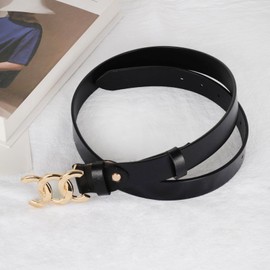 Aurolran Women's Leather Belt with Buckle - Ideal for Dresses, Jeans, and Coats