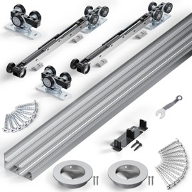 SMARTSTANDARD 72"/6FT Bypass Sliding Door Hardware Soft Close Kit for Cabinet Closet, Sliding Pocket Door Hardware For 2 Doors, with Finger Pull-Smoothly and Quietly-Fit 36.5" Wide Door Panel, No Door