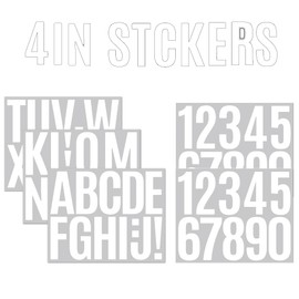 YTPZCL Letter Stickers 6 Sheets White 4 inch Vinyl Waterproof Stickers, Large Decals House Numbers for Signs Doors Business Address Numbers, DIY Crafts Art Making