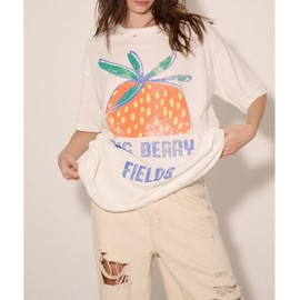 Womens Oversized Vintage Flower Graphic Tees Y2k California Aesthetic Baggy T-Shirts Fruit Coastal Summer Tops Beige M