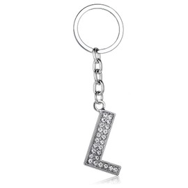 BESPMOSP A-Z Letter Keychain Keyring Crystal Shiny Family Best Friend Jewellery (L)