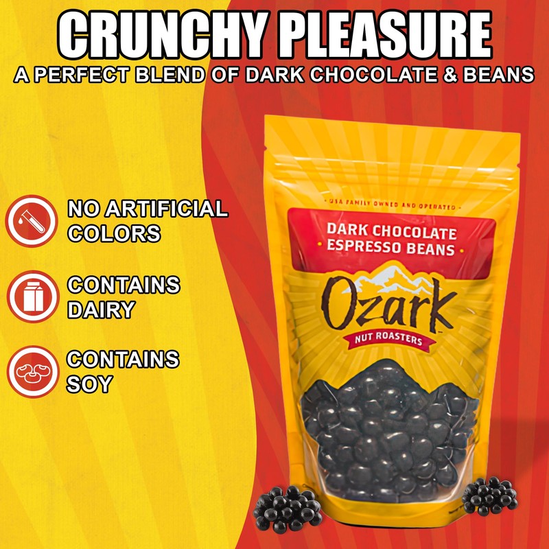 OZARK NUT ROASTERS, Dark Chocolate Espresso Beans, Flavored Snack Nuts,