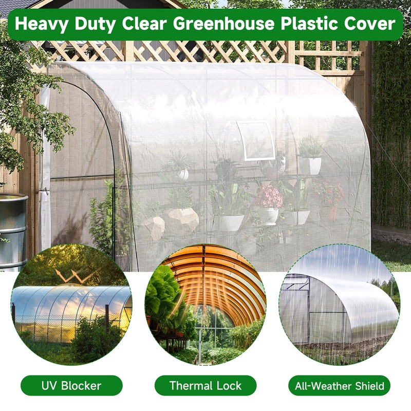 Clear Greenhouse Plastic Covering, 16Mil Thickness Heavy Duty Clear tarp