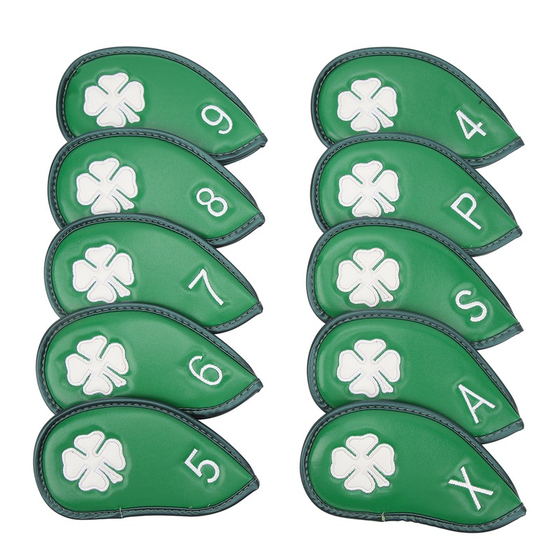 10 PCS Golf Club Head Covers Four Leaf Clover Pattern