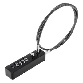 Steel Cable Rope Locks with Combination High Security 4-Digit Combination Lock Cable Rope Padlock Resettable Code with 60cm/23.6in Steel Cable for Cabinet, Lockers, Gyms, Bikes, Luggages (Black)