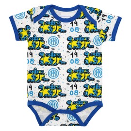 Inter - Set Body Manica Corta Snake, Body da Neonato, Colore Bianco, Prodotto Ufficiale 6 MESI