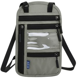 Pack of 1 Women's Chest Bag, Men's Chest Bag with RFID Protection, Chest Bag, Anti-Theft, Unisex Travel Purse, Waterproof Chest Bag with Adjustable Neck Strap, gray