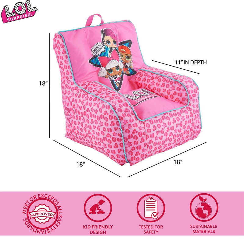 Idea Nuova LOL Surprise Kids Nylon Bean Bag Chair with