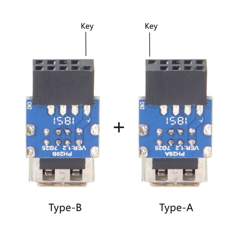 CY 2pcs Dual USB 2.0 Female to 9Pin/10Pin Motherboard Female