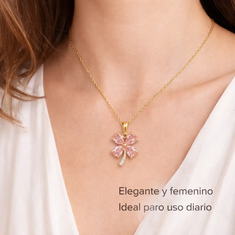 Forever 21 - Collar Plata 925 Oro 14k Trébol Cuatro