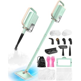 Steam Mop Cleaner Safe High-temp for Deep Cleaning, Lightest Detachable Floor Steamer with 2 Steam Mode 3 Adjustable Level Heavy Duty Powerful Handheld Steam Cleaner for Hardwood & Laminate Tile Grout