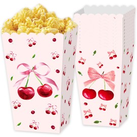Cherry Popcorn Boxes Red Candy Treat Boxes Fruit Cherry Goodies Favours Bags for Cherry Theme Bridal Shower Birthday Baby Shower Wedding Party Pack of 12