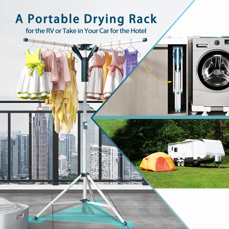 JAUREE Tripod Clothes Drying Rack Folding Indoor, Portable Drying Rack