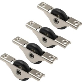 BE-TOOL 4 PCS Screen Door Rollers Universal Metal Sliding Axles Window Pulley for Garage Screen Doors, Sliding Doors, Cabinet Doors and Living Room Windows(M Size Black Wheel)