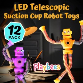 Playbees Telescopic LED Suction Cup Giraffe Toys for Toddlers - 12 Pack