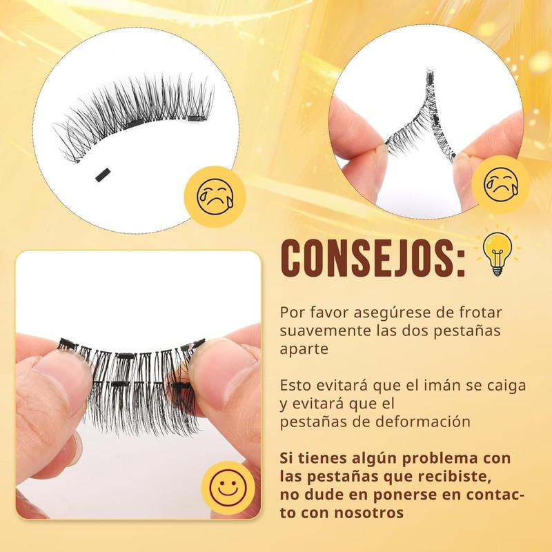 Pestañas magnéticas reutilizables QUEWEL, 1 par, con aplicador, sin pegamento,