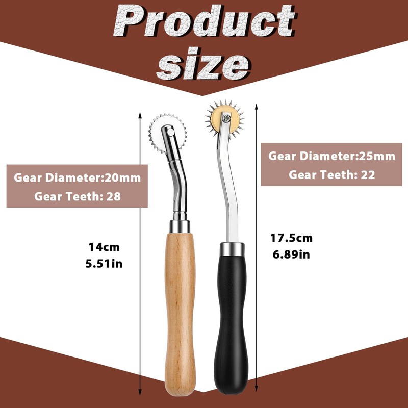 Nitlak 2 PCS Tracing Wheel with Wooden Handle Stainless Steel