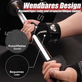 Leather Rubber Lifting Straps Strength Training Women Men Gym Lifting Straps for Bodybuilding and Weightlifting, Wrist Bandages Gym with Padded Hand Strap