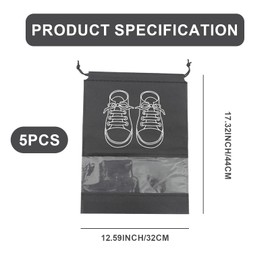Shoe Bags for Travel - ShiningUU 5 Pcs Large Dustproof Waterproof Shoe Storage with Clear Window | Travel Accessories | Portable Drawstring Keepers for Daily and Travel Use