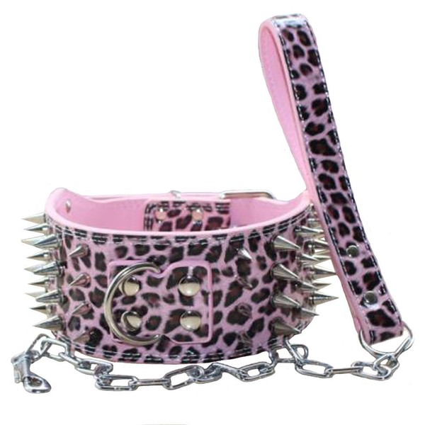 haoyueer 3 inches Wide Leather 4 Rows Spiked Studded Dog
