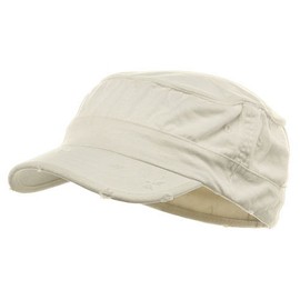 Washed Cotton Fitted Army Cap-White S-M