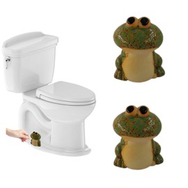 Cute Frog Ceramic Toilet bolt Covers, Tall Decorative Toilet bolt Caps, Toilet Screw Cover Caps, Easy Installation for Toilets Bowl,Bathroom Toilet Accessories Decor(Green) ETARTJMHNB