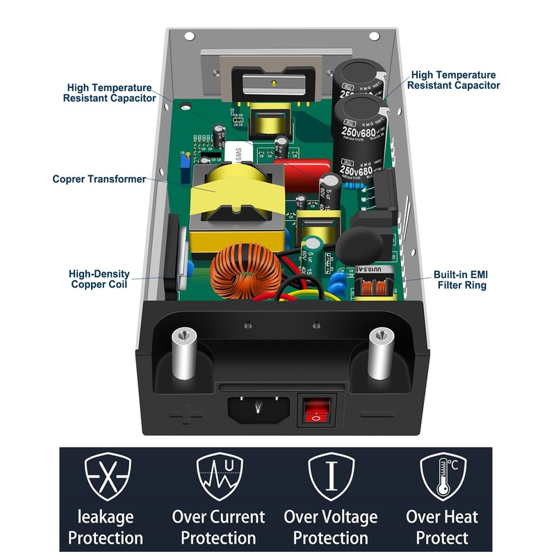 EAGWELL 110V to 12V Converter, Universal SMPS AC to DC