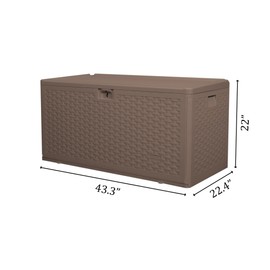 TARKARI 73 Pro Gallon Deck Box,Outdoor Storage Box Lockable,Waterproof for Patio Furniture, Garden Tools, Pool Accessories, Package Delivery Boxes For Outside, Brown