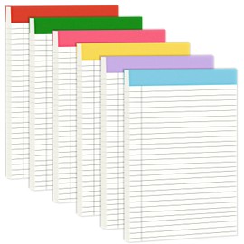 EOOUT 6 Pack Lined Legal Pad Writing Pads, Rainbow Colors, 80 Pages Wide Legal Ruled, Note Pads, 5x 8 Inches, Perforated Notepads with Sturdy Back