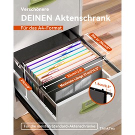 ThinkTex A4 Plastik Hängeregister Mappen mit Erweiterbaren Taschen,7 Innovative 3cm Akkordeon-Taschen (Passend für Schrankbreite 32cm-37 cm)