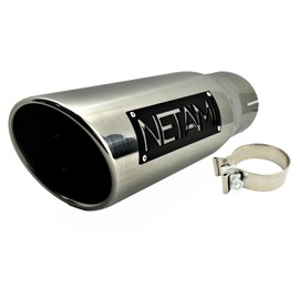 NETAMI 3.5“ to 5" Exhaust Tip Stainless Steel Rolled Edge Chrome Polish Clamp-on 3.5"x5"x12"
