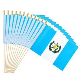 Ckexin 25Pack Small Guatemala Flag Handheld Mini Guatemalan Flag on Stick 5x8 Inch